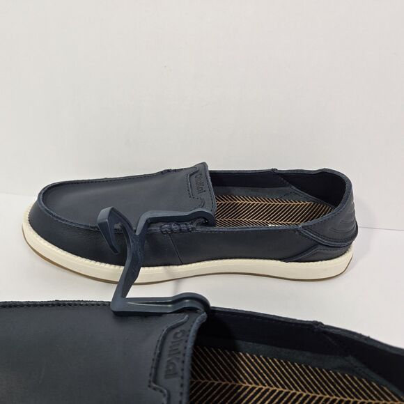 OluKai‎ Kakaha Nia Mens 9.5 Mood Indigo Blue Leather Slip On Shoes Loafers main image 6